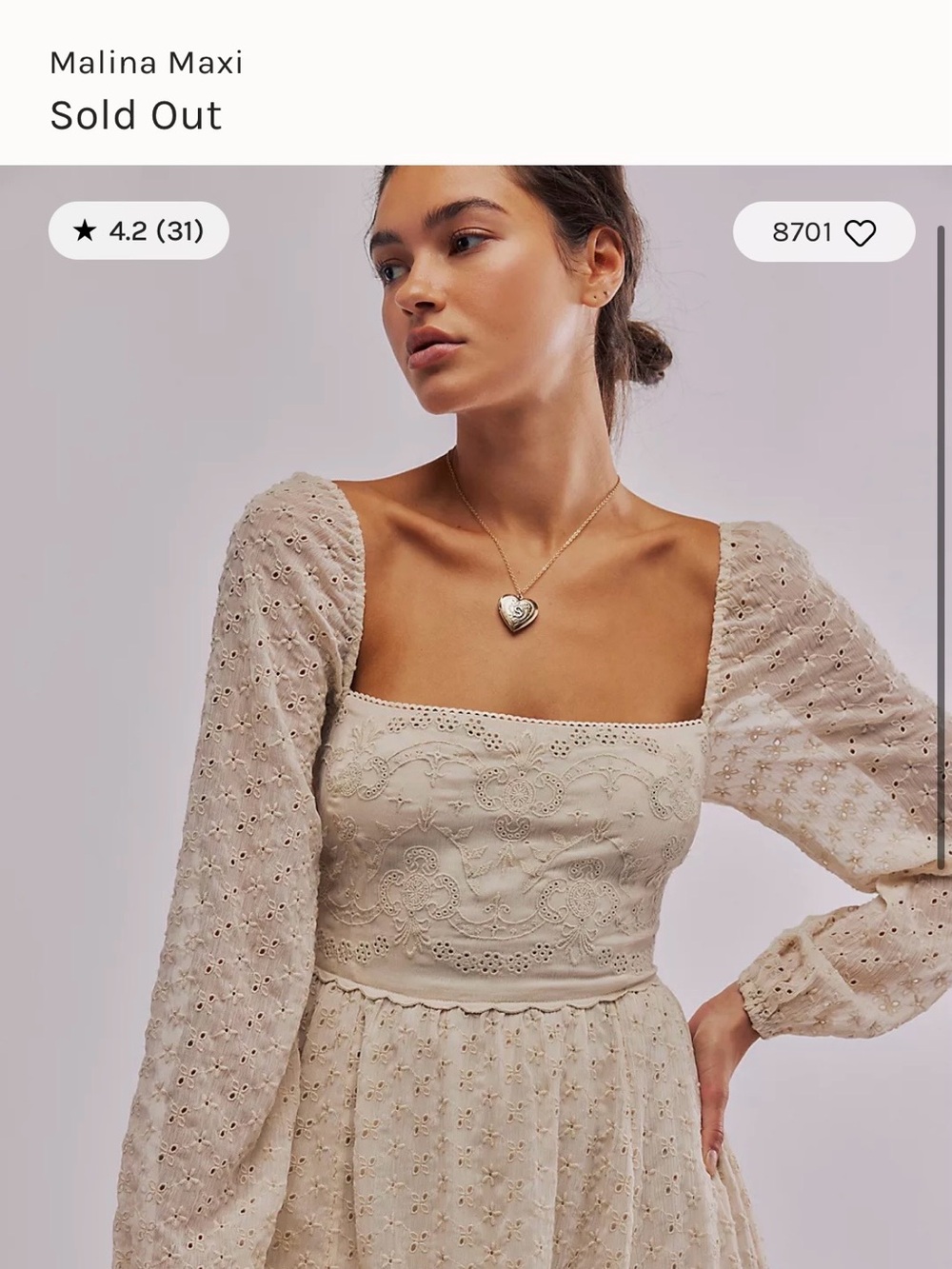 NWT free people Malina Maxi Dress in Tea / Ivory size XS - Picture 4 of 6
